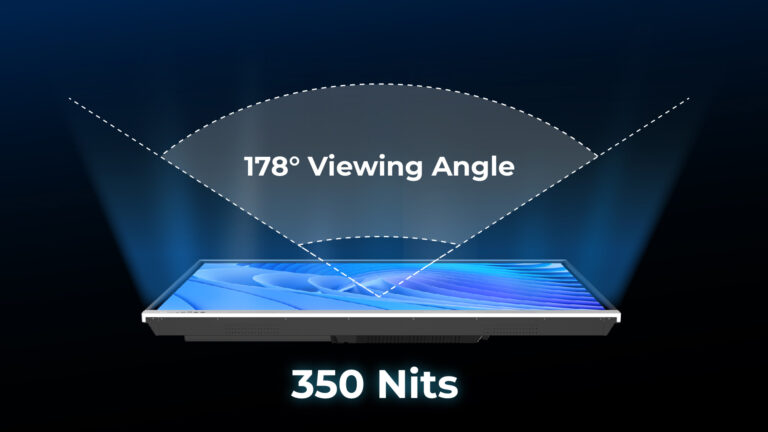 Luminosità di 350 nits con angolo di visione di 178°